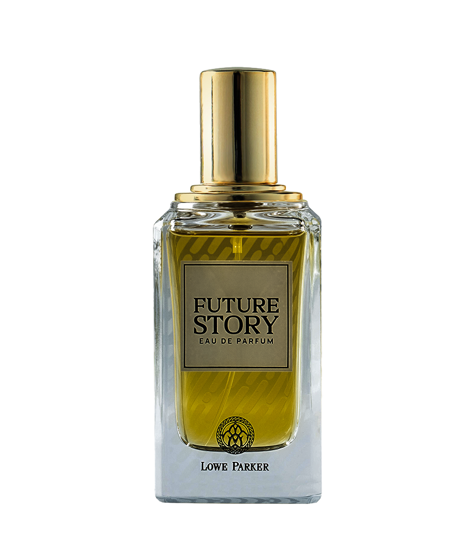 Unisex confidently wearing bespoke citrus-amber signature scent, Luxury unboxing experience of limited-edition fragrance.